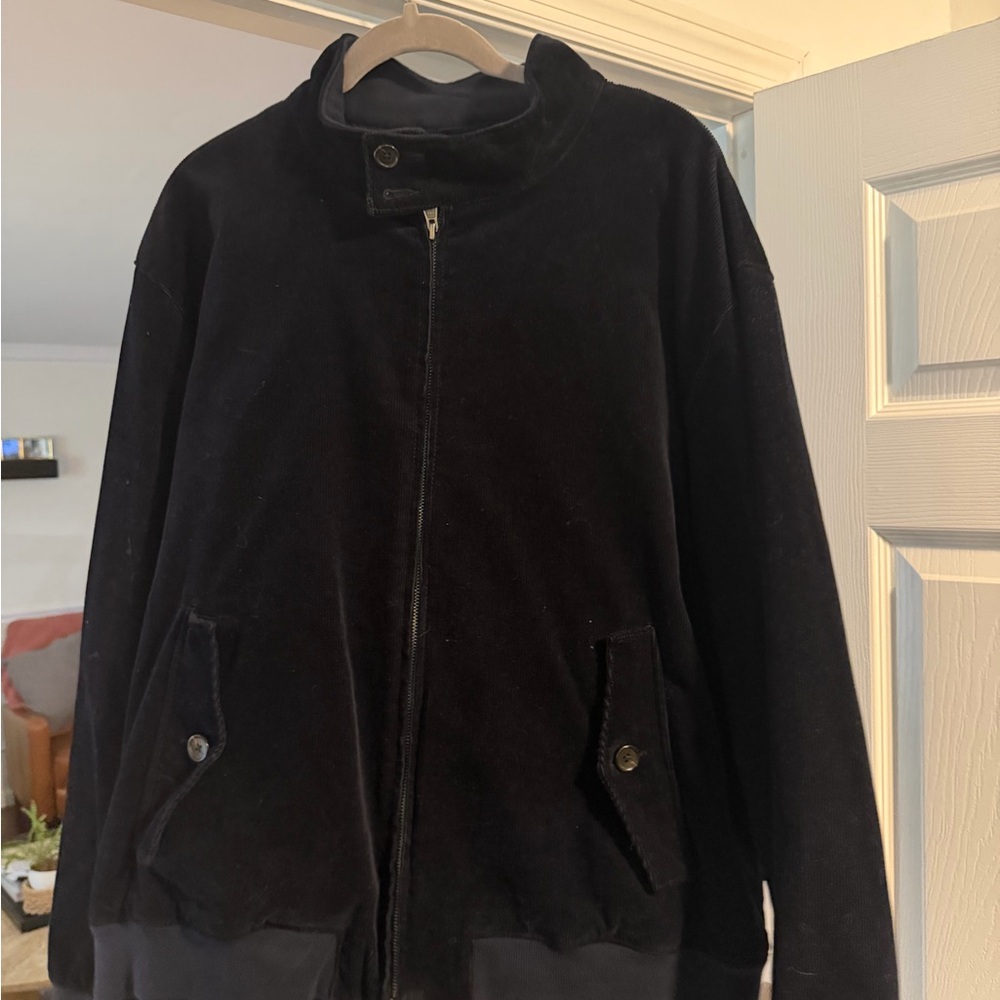 J Crew Navy Corduroy Bomber Jacket with Stand Collar